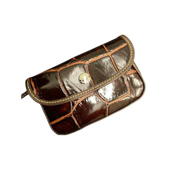 NWT Dooney &Bourke Purse Women’s 1Size Double Strap Tassels Croc Embossed Brown - Picture 10 of 11